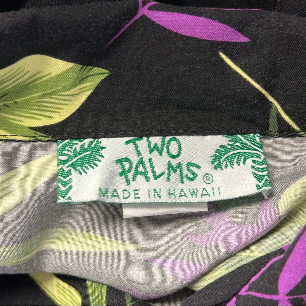 Two Palms Hawaii Aloha Hibiscus Button Shirt Womens Large‎ Black Pink - Picture 8 of 8